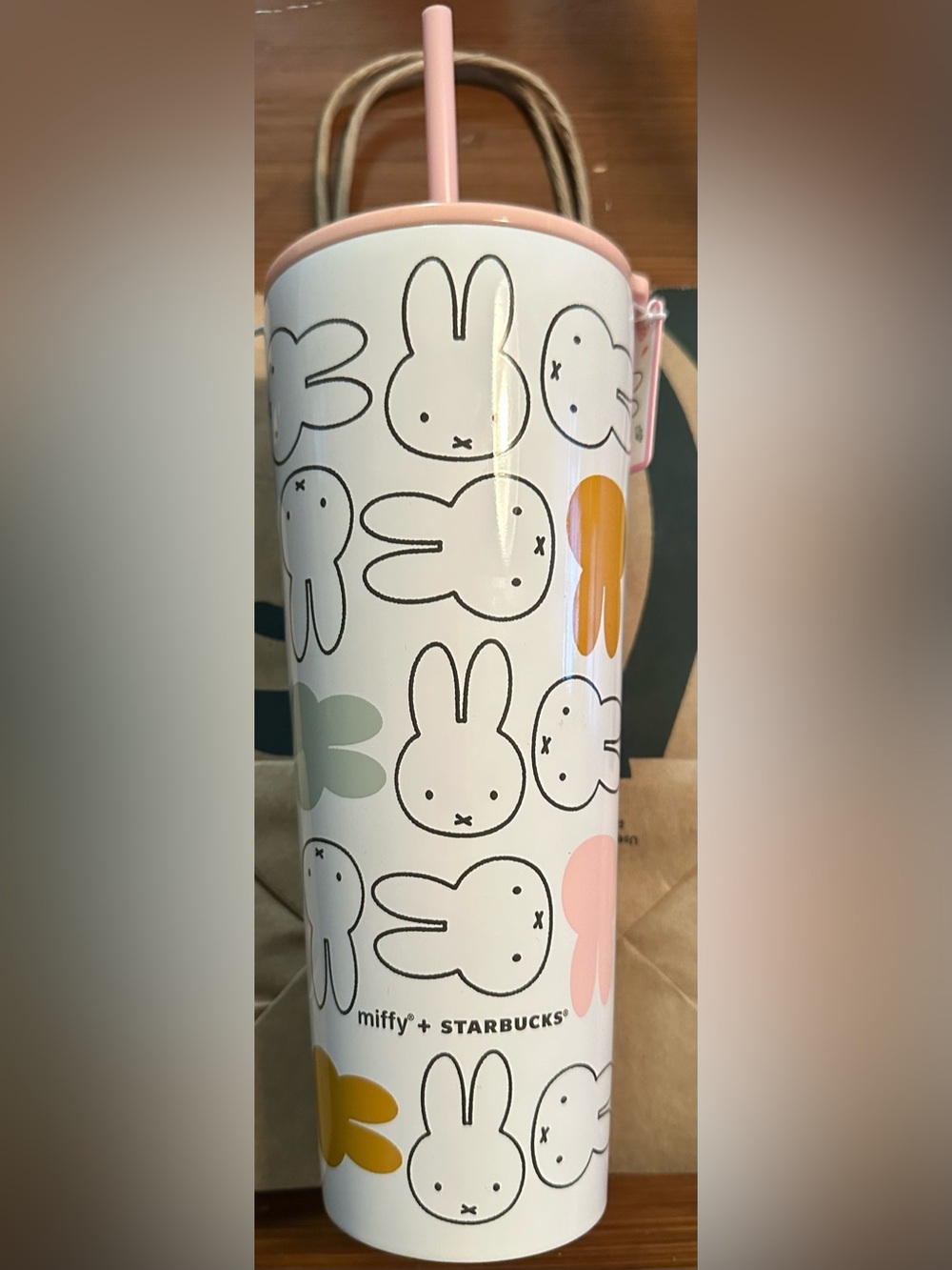 Miffy+Starbucks limited edition 26oz stainless steel cold cup, straw, lid, NWT